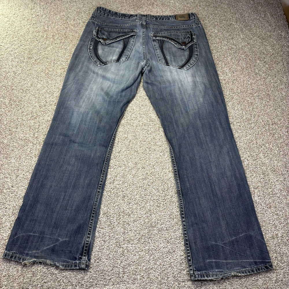 Urban Pipeline Relaxed Bootcut Jeans Mens 32x30 Blue Med Wash Distressed 32130